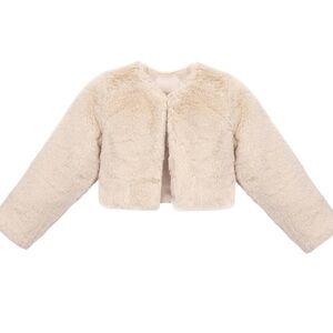Kids Cream Faux Fur Jacket